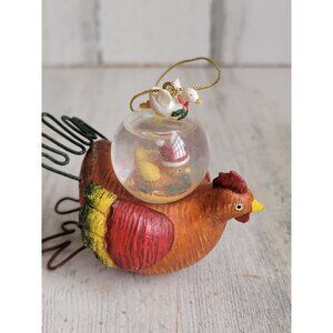 Unique chicken hen baby chick snowglobe ornament Xmas vintage